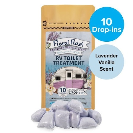 Camco FLORAL FLUSH, LAVENDER VANILLA, DROP-INS, 10/BAG 41490